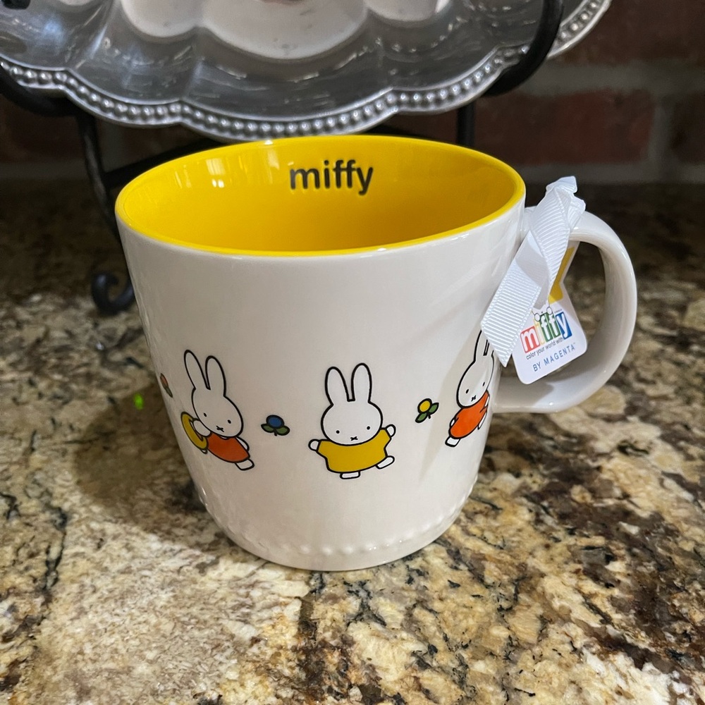 Magenta MIFFY oversize yellow interior mug - character design - Brand new!!
